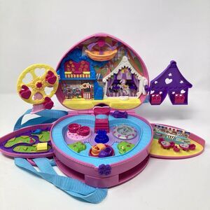 Polly Pocket Tiny Is Mighty Theme Park Backpack Pink Heart Carry Case Kids Toy
